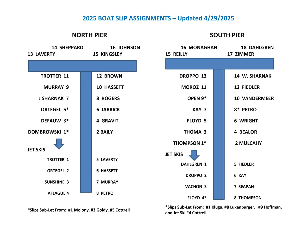 2025 Boat Slip Assignments
